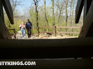 REALITY KINGS - Curvy Blonde Miss Jackson Lets Lucky Marco Explore Her Hot Body In The Woods screenshot number 2