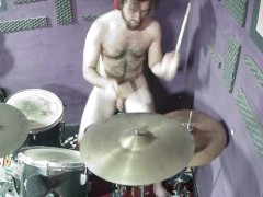 bad drummer plays naked for you to enjoy with sound off...