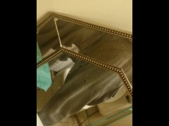 Dick print gray sweats tease