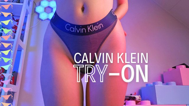 CALVIN KLEIN panties try-on redhead