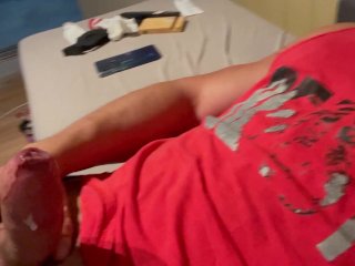Jerking off cumming and screaming.