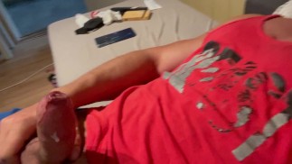 Jerking off cumming and screaming.