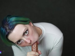 Dirty talks you with your cock in her mouth