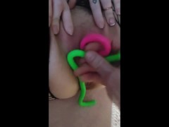 Submissive Wife Vibing and Stuffing Grooling Wet Pussy