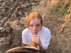 Gentle blowjob at sunset from a beautiful Russian Blonde