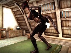 Female mage Argonian can't stop masturbating with a magic dildo.