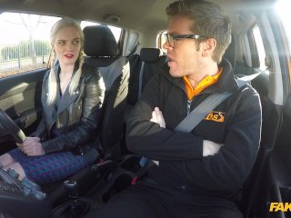 Fake Driving School - Instructor is caught masturbating by a SEXY BLONDE with fantastic tits screenshot number 1
