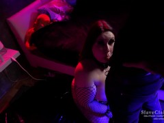 Subby cunt licks boots, gets kicked in the pussy and sucks dick