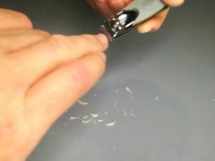 I cut off my long stinky nails and show off my smelly cock
