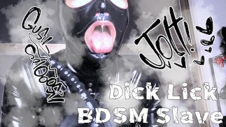 [latex] Slave taking pleasure in dildo licking💜