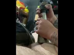 Vacuum cleaner masturbation and cum inside