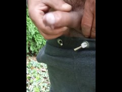 I peed outdoors while working. A lot of piss came out of my dick