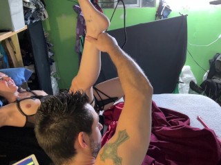 Hot MILF - Tied to Ceiling by her ASS - Live Stream Vibrator Play
