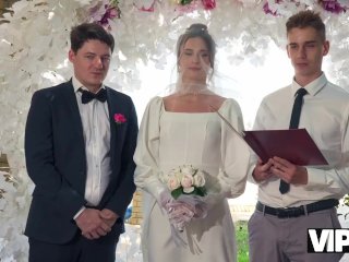 VIP4K. Bride was fucked hard and got anal creampie while guests were watching screenshot number 2