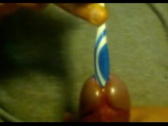 Urethral insertion with toothbrush