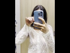 Slutty Indian girl pulls you into the changing room to show her pretty tits