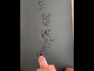Giant cum shot all over my yoga mat