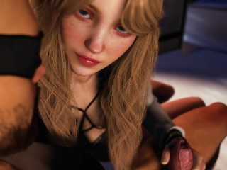 Hot Blonde Цыпочка сосет член: рентгеновский минет