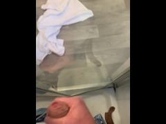 Cum on shower screen clean up
