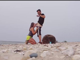 I sucked his hard cock on the beach and then swallowed his cum
