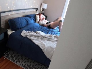 my horny step sister while she masturbates - Fucking and cumming all over her face