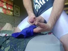 WEAK CUMSHOT before Vacation. It Feels Super good in Shiny PANTYHOSE and Glossy Swimsuit! LUXURY$$$