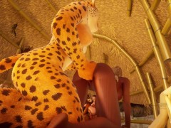 Interracial couple wants their furry friend to make them cum really hard in Wild Life lesbian sex