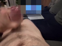 TEASER: ✊🏻💦 jerking while watching a girl grinding on a pillow and moaning - fucking HOT!