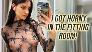 Try On Haul - I got horny as I tried on see-through clothes in the fitting room!