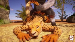 Sexy busty furry girl fucks monster cock outdoors to cum squirt