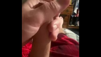 slow stroking my uncut cock