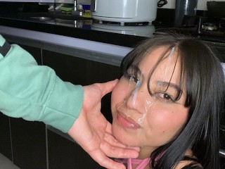 My Roommate Fuck me Hard in the Kitchen, he Cumshot on my Cute Face