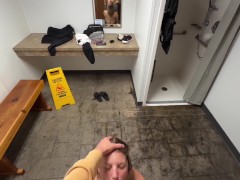 Caught in Public Shower Masturbating and Sucked Cock