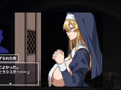 【シスターエリスの為に鐘は鳴るｰ実況】エロい格好した金髪爆乳シスターから色々と絞り取られちゃうドットアニメーションエロSLG - Screenshot 3 of 16 - 巨乳
