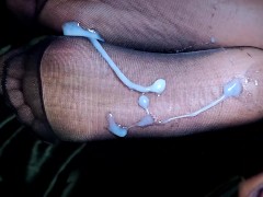 Cum in Nylon stockings,  Nylon Fetish, Cum in Soles