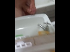 Solo male mirror masturbating