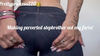 Making perverted stepbrother eat my farts( full video in my onlyfans)