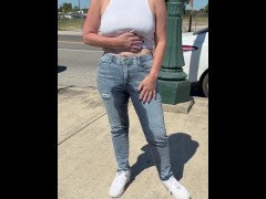 Publicly Soaking my Jeans, Walking Around Braless and Flashing