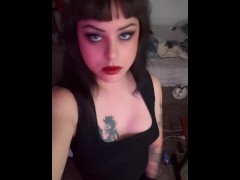 Trans hottie masturbates her girl dick for you