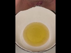 Girl Pees in mixing bowl