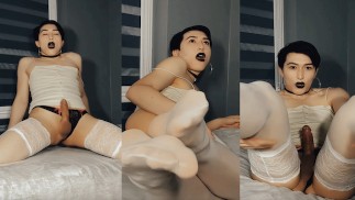Sissy CD Nylon Foot & Heels Fetish Huge Cum in Panties
