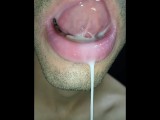 tongue, saliva, tongue, sloopy, sucking, spitting, long drooling tongue close-up