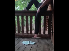 Touching Myself To The Sounds Of Nature To Start My Day At The Log Cabin