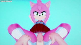 Amy Rose от Соника дает вам хентай футджоб от первого лица