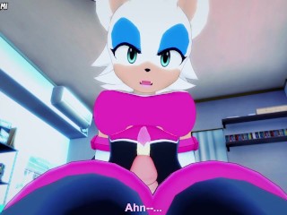 Rouge из Sonic дает вам хентай футджоб от первого лица