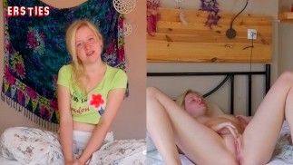 Ersties - Die blonde Amateurin Anna M verwöhnt ihre rasierte Muschi