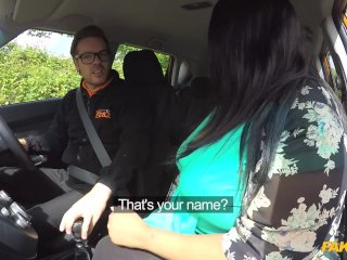 Fake Driving School - Ebony BBW takes off her BIG PANTIES and has sex in a car screenshot number 0