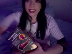 Cute Girl Unboxing & Trying Creature Cock - Screenshot 1 of 16 - Solo Masturbation