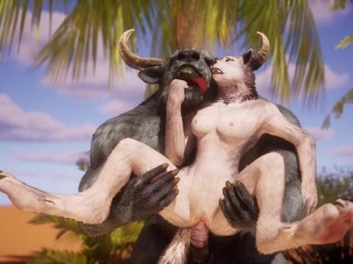 Sexy Furry Girl Fucks Huge Cock to Squirt in Extreme Wild Life Sex