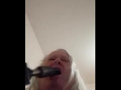 BBW trans lady degraded by fuck machine deepthroat